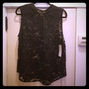 Sexy black lace sleeveless top XL